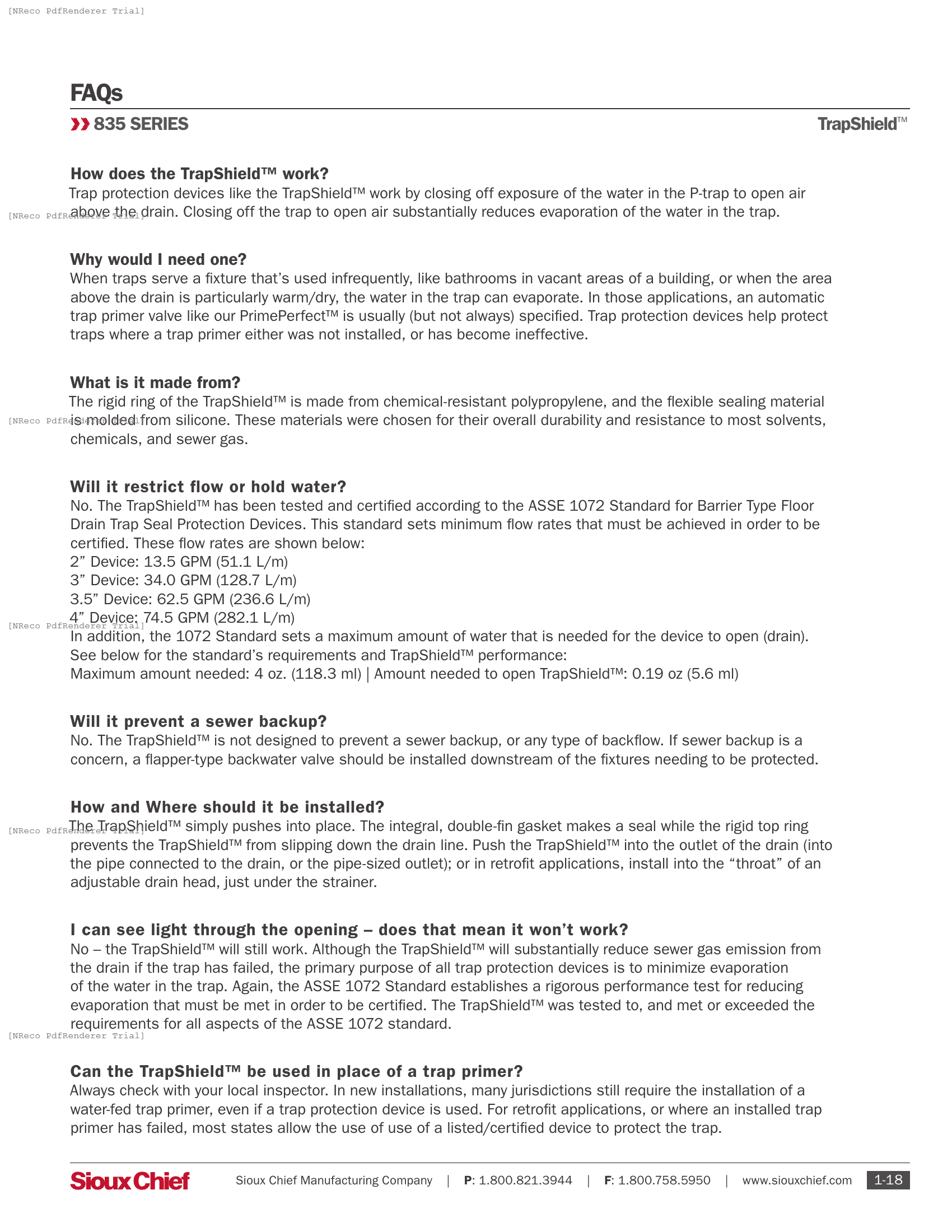TRAPSHIELD FAQ.PDF Technical Document